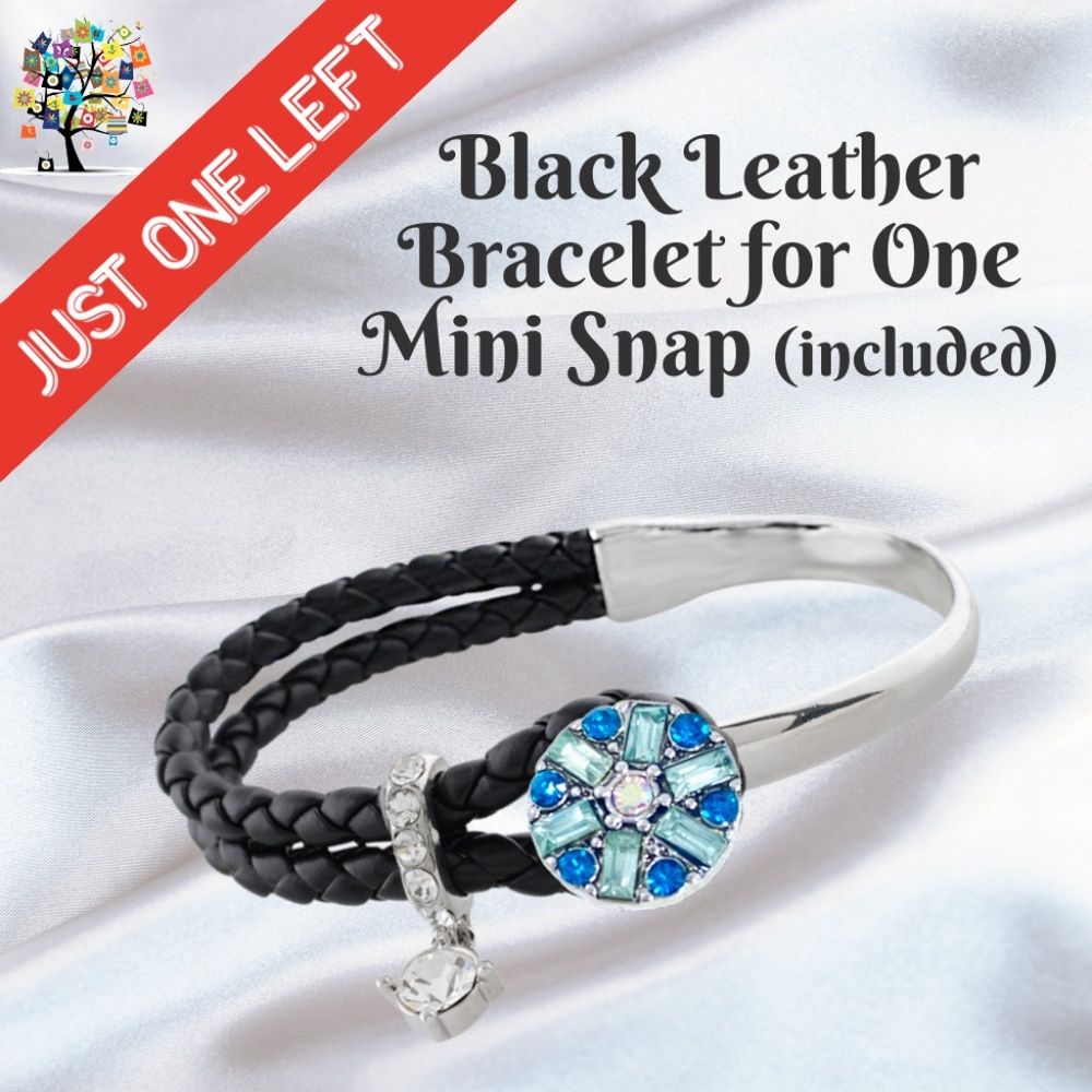 Snap Charm Leather and Silver Plate Bracelet - Picture 1 of 5